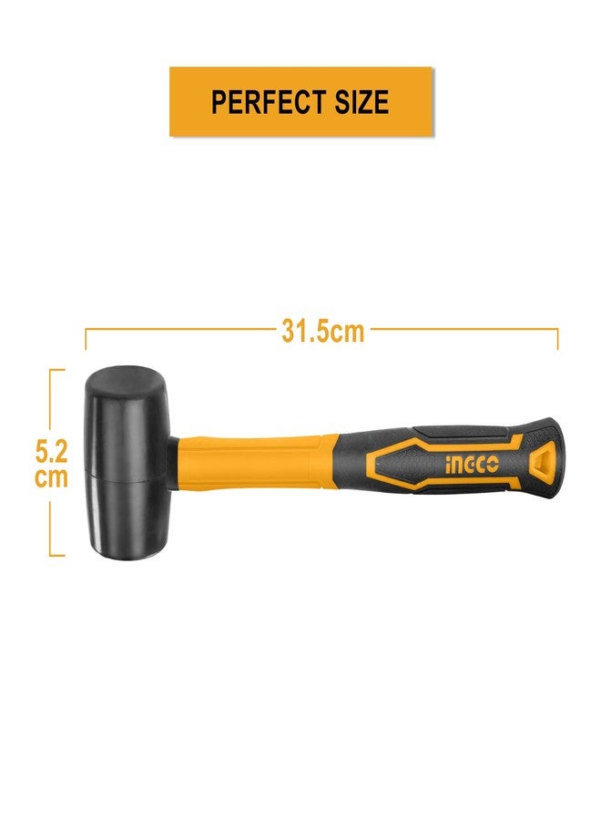 إنجكو مطرقة مطاطية من إنجكو، وزنها 220 غرام، بتصميم فريد ومقبض من الألياف الزجاجية، مطرقة مطاطية احترافية للأرضيات والنجارة - Image 4